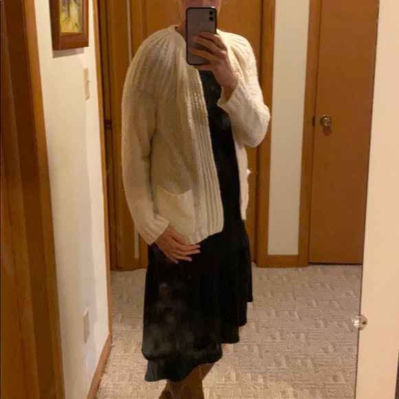 VINTAGE cream open nubby cardigan soft chunky boucle - Picture 4 of 10